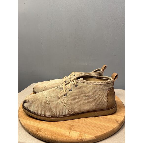 Toms Bota Chukka Tan Corduroy Boots Womens‎ size 10 Neutral Casual Ankle - Picture 1 of 7